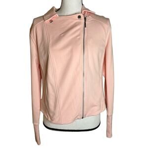 H by Halson Rose Blush Size 14 Moto Jacket Pink Asymmetrical Zip Lightweight